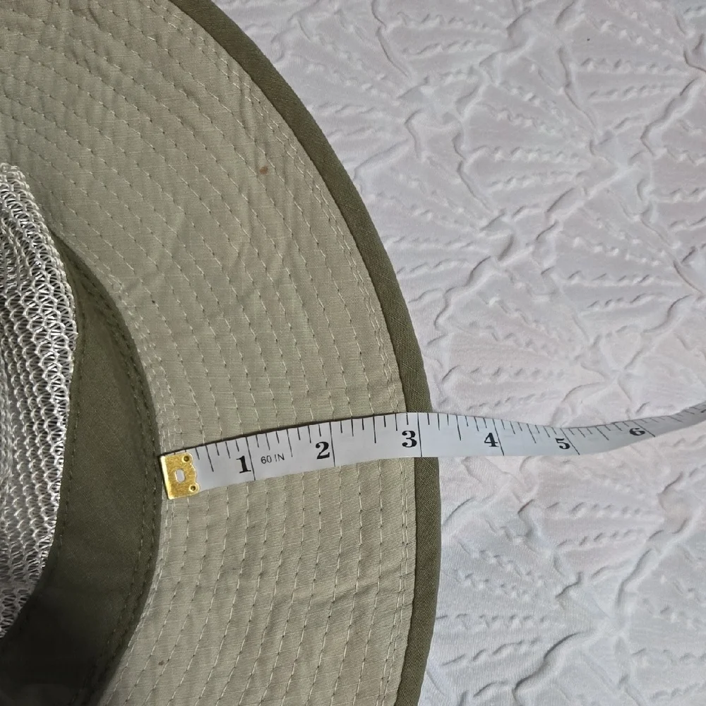 3/$10 Cream and Green Wide-Brimmed Outdoor Hat